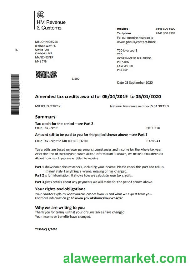 HM Revenue & Customs tax credits